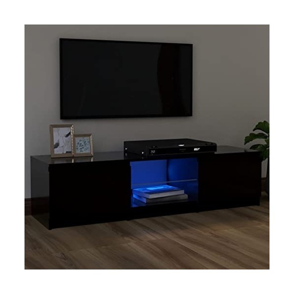 WOODEY Home Furniture Meuble TV de jardin avec lumières LED Noir 120 x 30 x 35,5 cm