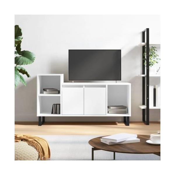 XLUMIO Centres de divertissement et supports TV, meuble TV blanc, 100 x 35 x 55 cm, bois dingénierie