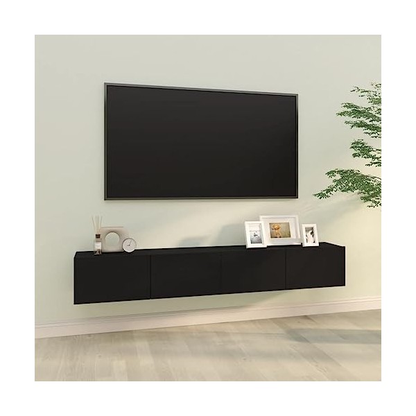 TEKEET Centres de divertissement et supports TV - Meuble TV mural 2 pièces - Noir - 100 x 30 x 30 cm - Bois dingénierie