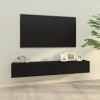 TEKEET Centres de divertissement et supports TV - Meuble TV mural 2 pièces - Noir - 100 x 30 x 30 cm - Bois dingénierie