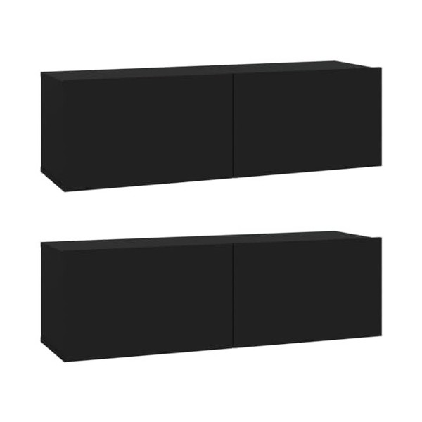 TEKEET Centres de divertissement et supports TV - Meuble TV mural 2 pièces - Noir - 100 x 30 x 30 cm - Bois dingénierie