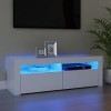 WOODEY Meuble TV avec éclairage LED Blanc 120 x 35 x 40 cm