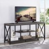 EXCEFUR Meuble TV de 55" pour TV jusquà 165 cm, en bois rustique et en métal pour salon, gris