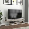 [en.casa] Meuble TV de Salon Banc Télé Support Industriel Rangement Console Jeux Etagères Panneau de Particules Métal 160 x 3