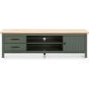 HOMIFAB Meuble TV 1 Porte 2 tiroirs en pin Massif/Vert 158 cm - Ida