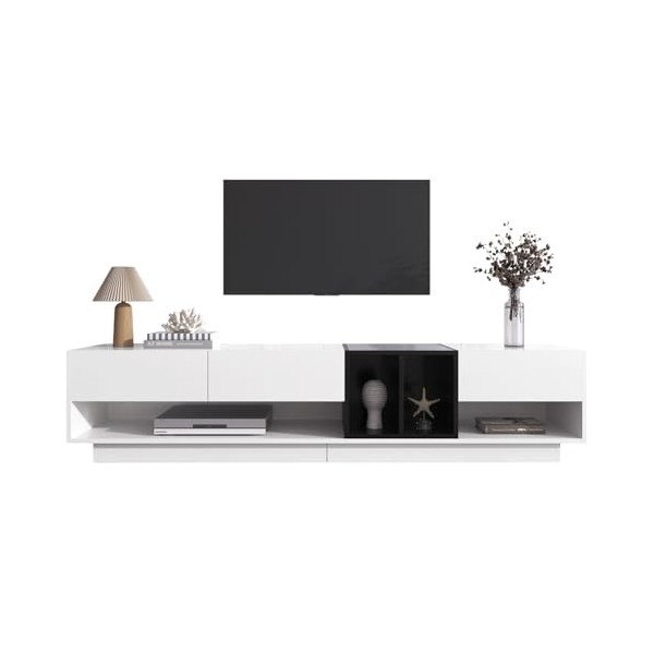 RCBDBSM Meuble TV, Meuble TV 190 x 40 x 42 cm, Meuble TV avec 3 tiroirs, 2 Compartiments, Table TV, Panneau TV, Design Color