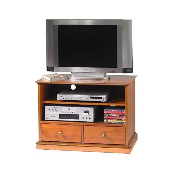 ACTUAL DIFFUSION Alsace Meuble TV HiFi sur roulettes Merisier Louis Philippe, Bois, 46,5x82x58,5 cm