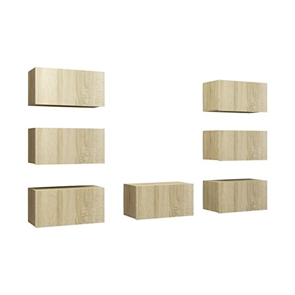 Meubles TV 7 pcs Chêne Sonoma 30,5x30x60 cm Aggloméré - Lowboard pour Téléviseur I Commode TV I TV Lowboard Debout