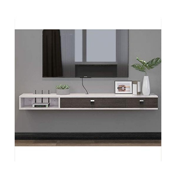 Étagère flottante en bois - Support mural pour TV - Meuble de rangement pour lecteurs DVD/Blu-ray - Boîte de câble - Couleur 