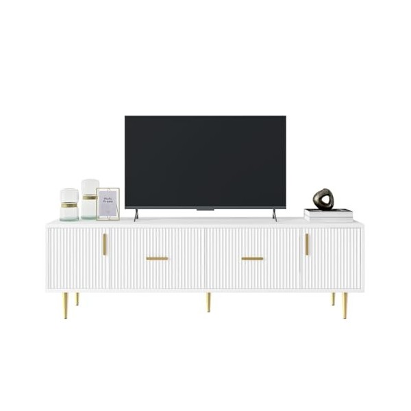 ATHRZ Élégant meuble TV avec 2 tiroirs avec 2 portes et espace de rangement Poignées dorées Buffet mode Salon Support TV pour
