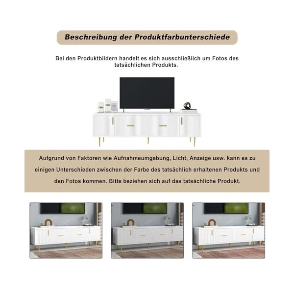 ATHRZ Élégant meuble TV avec 2 tiroirs avec 2 portes et espace de rangement Poignées dorées Buffet mode Salon Support TV pour