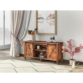 kubeier Meuble TV - Meuble TV jusquà 55 Pouces, Meuble TV pour Salon 120 cm, avec 2 Portes coulissantes et étagère réglable,