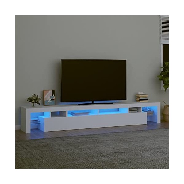 Camerina Meuble TV avec lumières LED Blanc 260x36,5x40 cm,Meuble TV,Table Basse Salon Meuble TV,Table Basse LED Couleurs