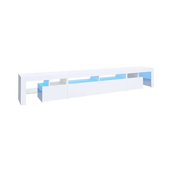 Camerina Meuble TV avec lumières LED Blanc 260x36,5x40 cm,Meuble TV,Table Basse Salon Meuble TV,Table Basse LED Couleurs