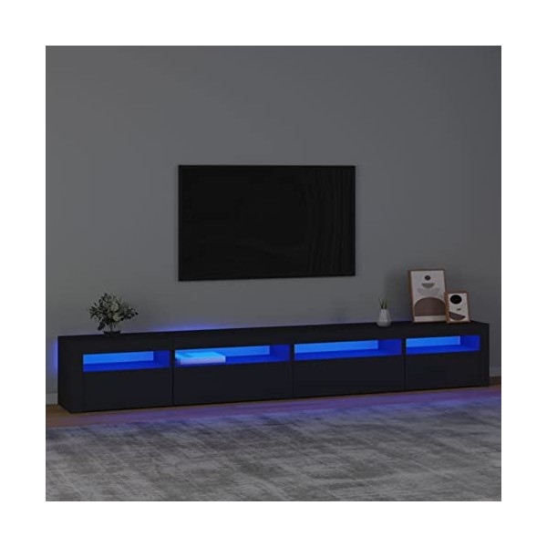 LAPOOH Meuble TV avec lumières LED Noir 270x35x40 cm,Meuble TV,Table Basse Salon Meuble TV,Table Basse LED Couleurs
