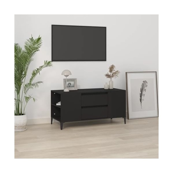 Home Hardware Businese Meuble TV en bois dingénierie Noir 102 x 44,5 x 50 cm