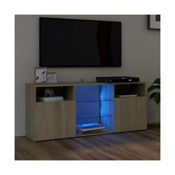 KEAAN Home Hardware Businese Meuble TV avec lumières LED Chêne Sonoma 120 x 30 x 50 cm