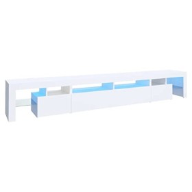 CIADAZ Meuble TV avec lumières LED Blanc 260x36,5x40 cm,Meuble TV,Meuble TV Moderne,Meuble de Salon