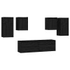 vidaXL Meubles TV 6 pcs Muraux Suspendus Flottants Centres de Divertissement Meubles de Rangement Salle de Séjour Salon Noir 