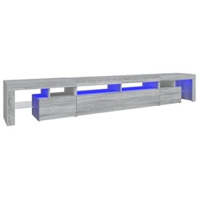Keyur Meuble TV, Banc TV Buffet Bas Support de Télévision Meuble Télé Meuble TV avec lumières LED Sonoma Gris 260x36,5x40 cm