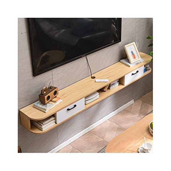 Meuble TV Flottant, étagère TV Murale, Console multimédia de Divertissement, avec Armoire à Portes, pour Huche de Rangement s