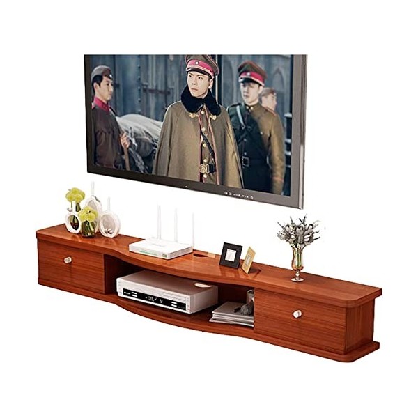 MABIBI Meuble TV, meuble bas TV, étagères flottantes, console multimédia TV murale, étagère multimédia en bois améliorée, pou