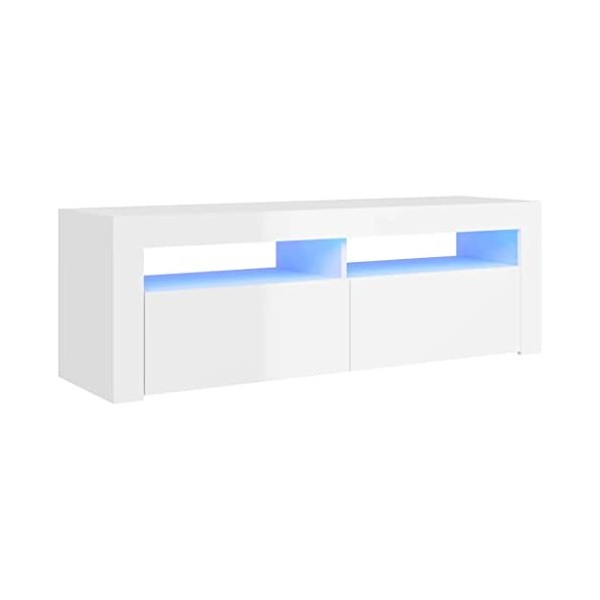 vidaXL Meuble TV avec Lumières LED Armoire Basse Centre de Divertissement Meuble Stéréo Salon Salle de Séjour Intérieur Gris 