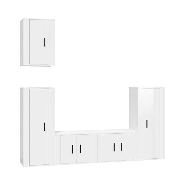 vidaXL Ensemble de Meubles TV 5 pcs Noir Bois dingénierie