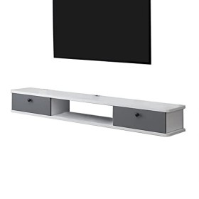 EsEntL Meuble TV Flottant étagère TV Murale Centre de Divertissement Console multimédia en Bois avec Bureau de Rangement sous