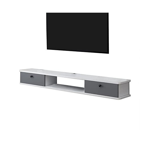 EsEntL Meuble TV Flottant étagère TV Murale Centre de Divertissement Console multimédia en Bois avec Bureau de Rangement sous