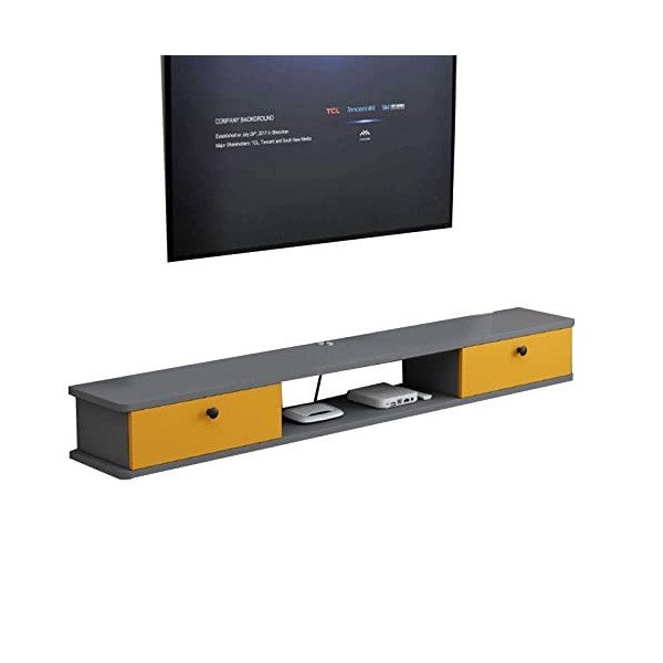 EsEntL Meuble TV Flottant étagère TV Murale Centre de Divertissement Console multimédia en Bois avec Bureau de Rangement sous