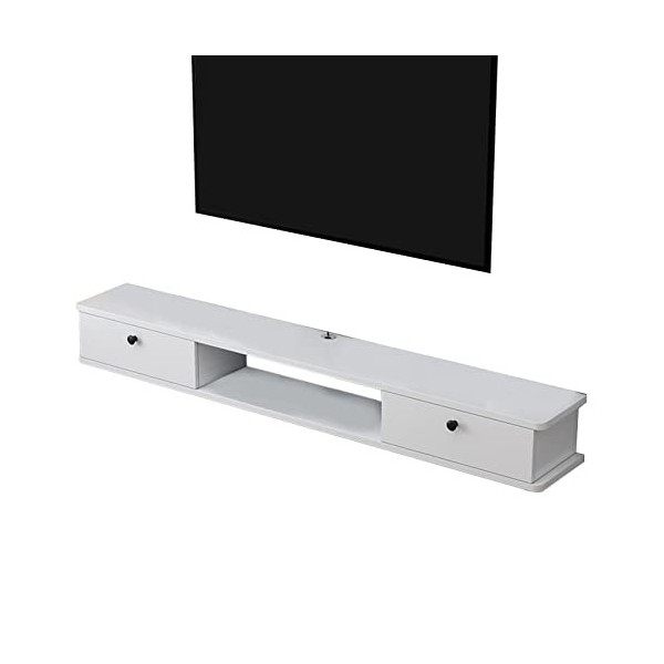 EsEntL Meuble TV Flottant étagère TV Murale Centre de Divertissement Console multimédia en Bois avec Bureau de Rangement sous