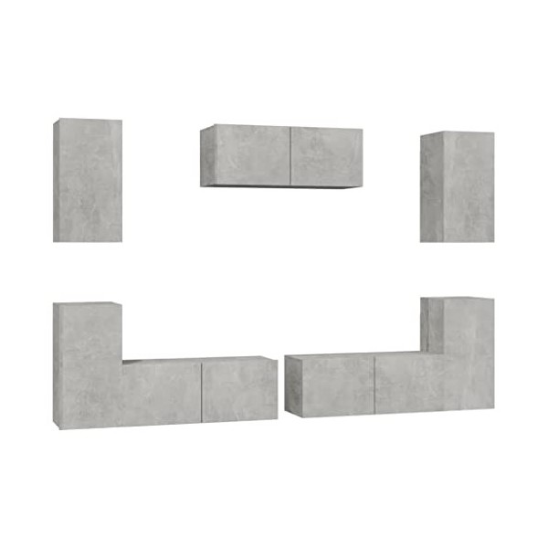 vidaXL Ensemble de Meubles TV 7 pcs Centres de Divertissement Armoires Multimédia Meubles de Salle de Séjour Intérieur Gris B