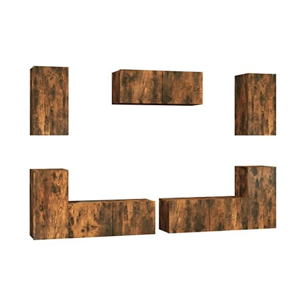 vidaXL Ensemble de Meubles TV 7 pcs Centres de Divertissement Armoires Multimédia Meubles de Salle de Séjour Intérieur Gris B