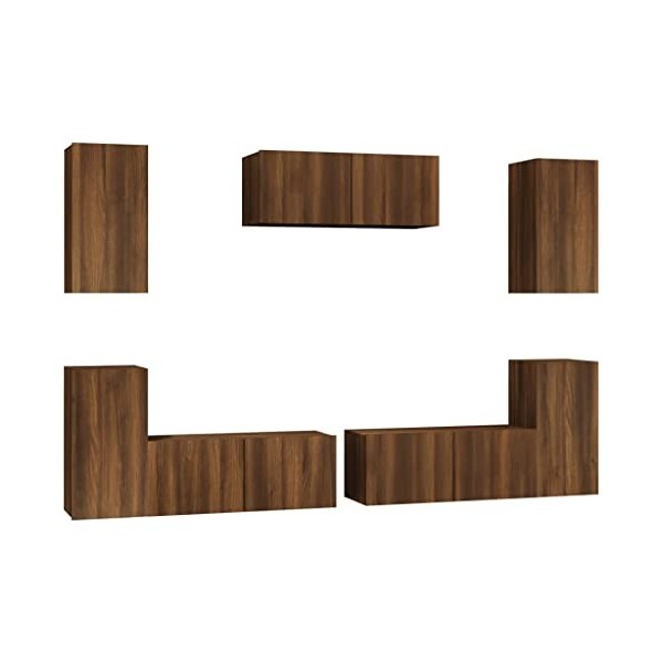 vidaXL Ensemble de Meubles TV 7 pcs Centres de Divertissement Armoires Multimédia Meubles de Salle de Séjour Intérieur Gris B