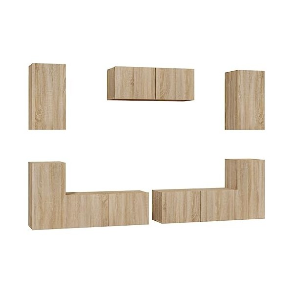 vidaXL Ensemble de Meubles TV 7 pcs Centres de Divertissement Armoires Multimédia Meubles de Salle de Séjour Intérieur Gris B