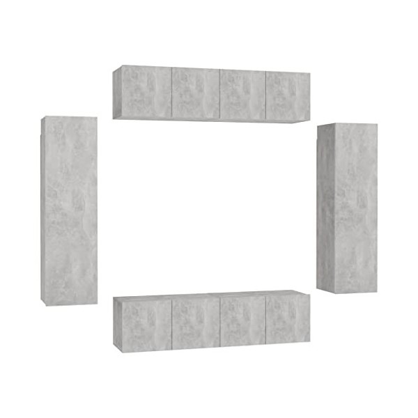 vidaXL Ensemble de Meubles TV 6 pcs Ensemble dArmoires Stéréo Centres de Divertissement Salon Salle de Séjour Intérieur Gris