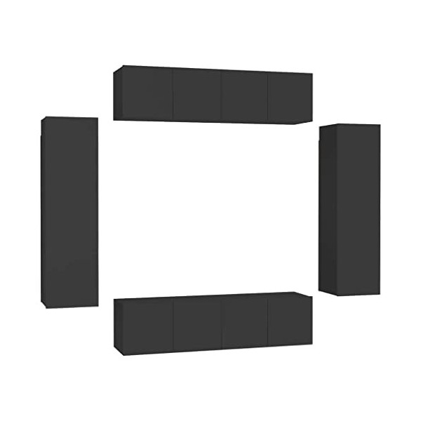 vidaXL Ensemble de Meubles TV 6 pcs Ensemble dArmoires Stéréo Centres de Divertissement Salon Salle de Séjour Intérieur Gris