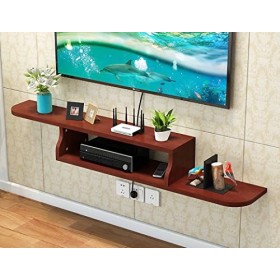 Meuble TV Flottant, Meuble TV Flottant, Centre de Divertissement multimédia en Bois Massif, Console TV Suspendue Multifonctio