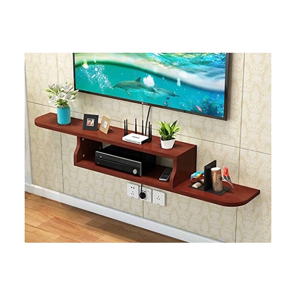 Meuble TV Flottant, Meuble TV Flottant, Centre de Divertissement multimédia en Bois Massif, Console TV Suspendue Multifonctio