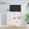 RAUGAJ Ensemble de 2 meubles TV en bois blanc brillant