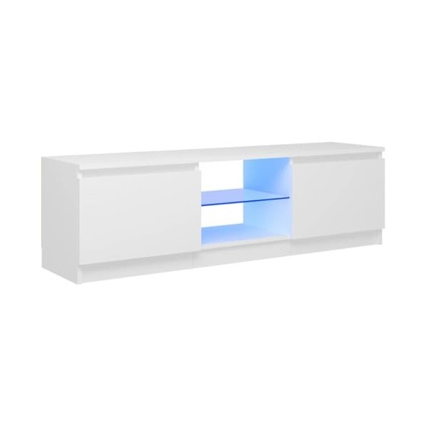 RAUGAJ Centres de divertissement et meubles TV - Meuble TV avec lumières LED - Blanc - 120 x 30 x 35,5 cm