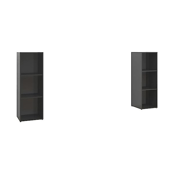 TECHPO Meuble TV 2 pièces Gris brillant 107 x 35 x 37 cm