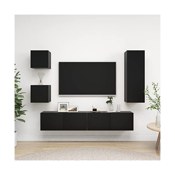 WREWING Meuble TV,Support Télé avec Étagères Réglables, euble TV à Suspendre, Lowboard Sideboard,TV,Table Télévision avec Por