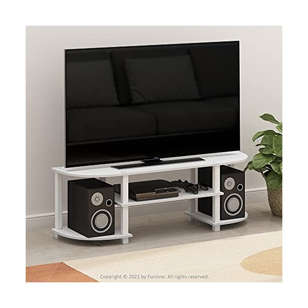 Furinno Turn-S-Tube Meuble TV Blanc, Bois dingénierie, 120 W x 40 H x 34 D cm