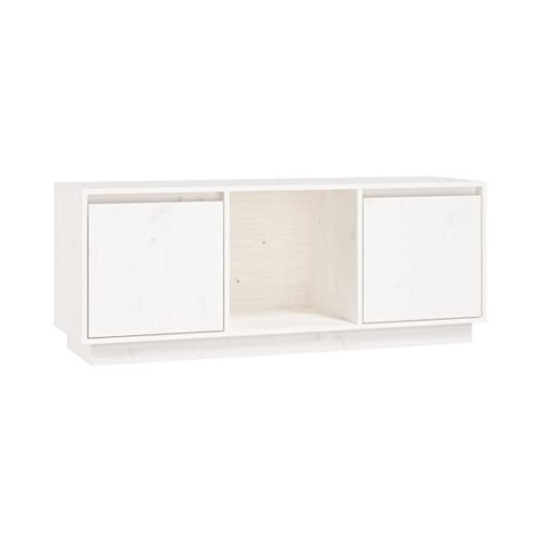 XLUMIO Meuble TV blanc 110,5 x 35 x 44 cm en pin massif