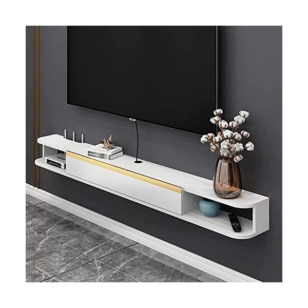 EsEntL Meuble TV Meuble TV Étagère Flottante Murale Console Multimédia Centre Grand Support de Rangement Set-Top Box Rack Cab