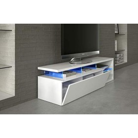 Dmora - Support TV Pittsburgh, Buffet pour télévision de salon avec 1 porte, Meuble télé avec éclairage led, Buffet salon, cm
