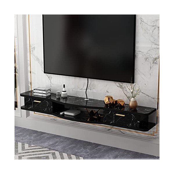 EsEntL Meuble TV Mural Étagère Flottante pour Meuble TV de 39,3/47,2/55,1 Pouces, Console multimédia Murale avec 2 Portes, ét