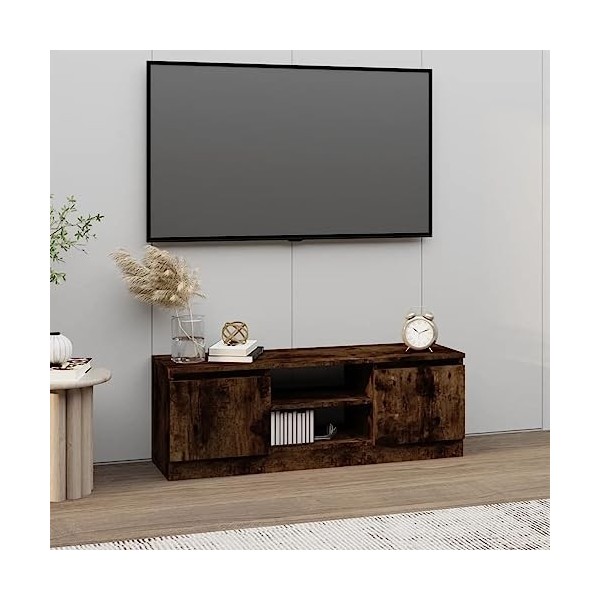 Higsose Meuble TV Salon Chêne Fumé 100x31,5x35 cm Bois dingénierie Design Tendance Armoire Multimédia Grand Espace de Rangem